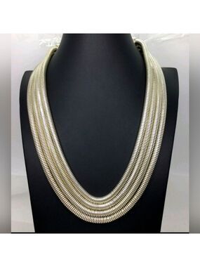 Talbots Silvertone Multi Strand Chain Necklace 22"